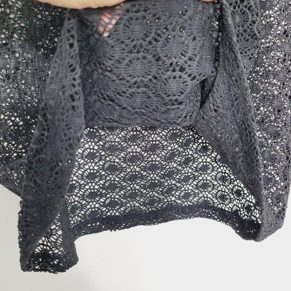 Joy Joy Sheer Lace Cover Up Mini Dress Short Sleeve Scoop Neckline Black Size XS - Picture 3 of 8